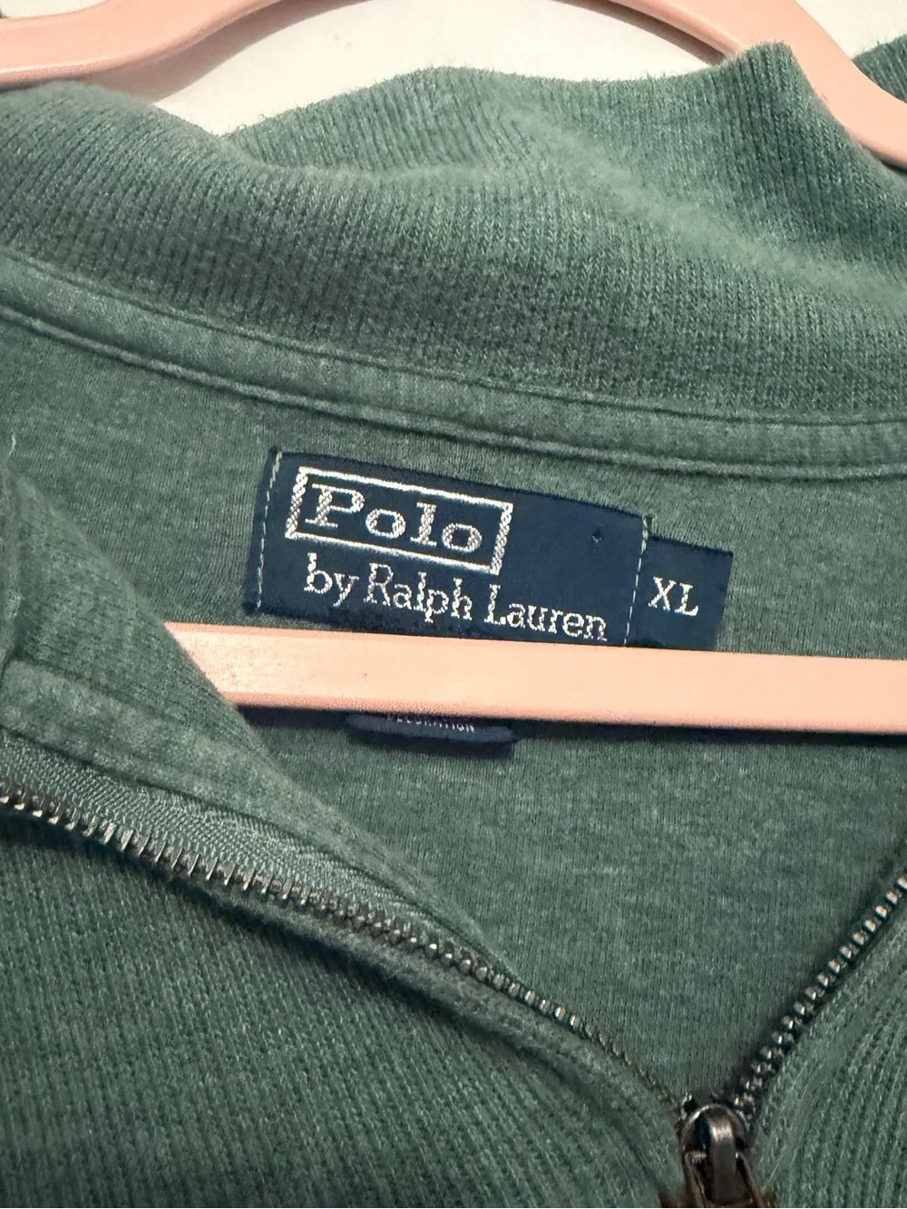 Polo by Ralph Lauren Men's Forest Green Quarter-Zip Sweater